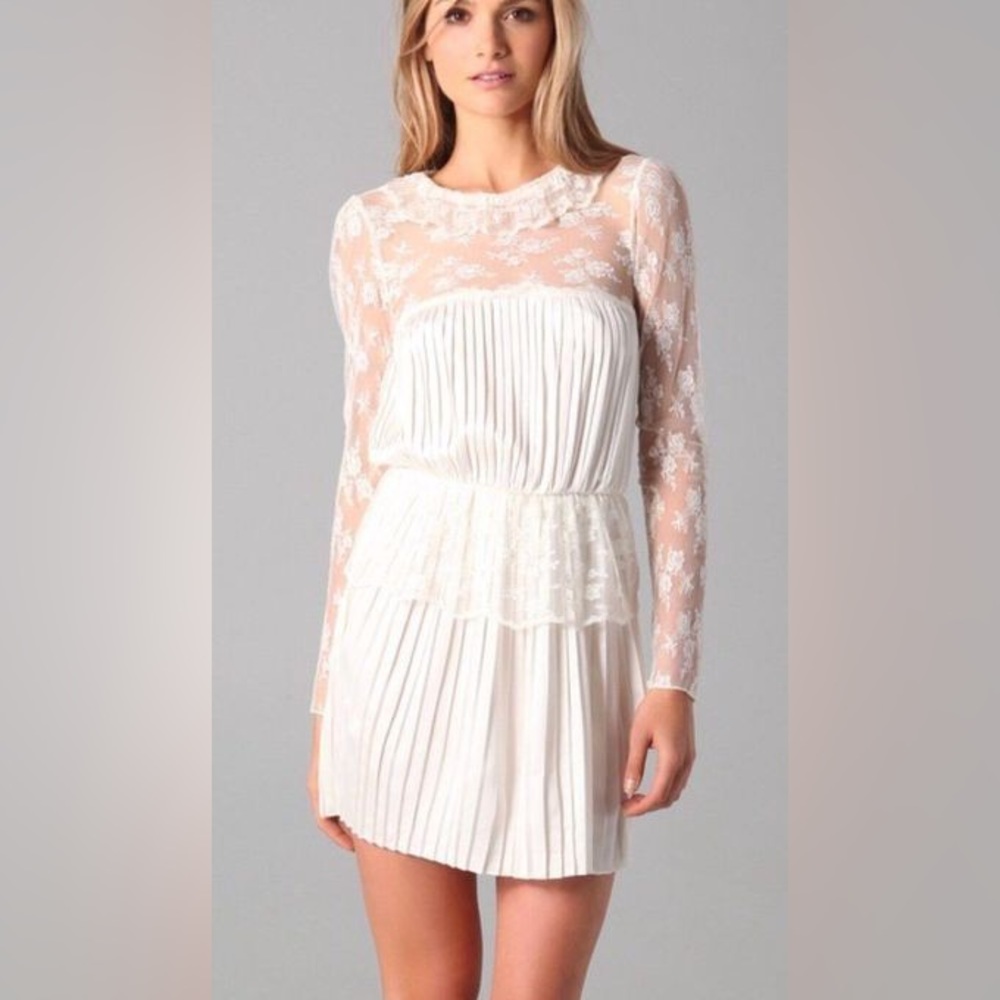 FREE PEOPLE BEAUTIFUL LACE DENTELLE WHITE COLOR DRESS SIZE 8